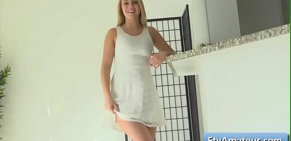  Sexy big tit blonde teen amateur Zoey doing ballet moves naked